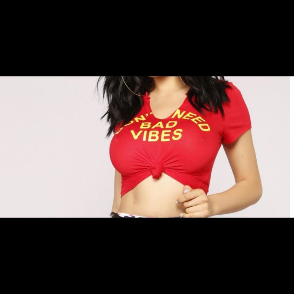 Don’t need no bad vibes crop top